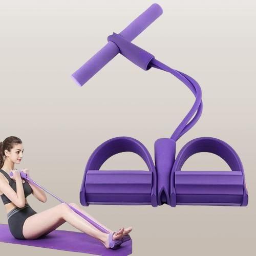 Yoga Pedal Puller Resistance Band – 4-Rope Portable Fitness Equipment for Full-Body Workout & Stretching (Foam & Natural Rubber)