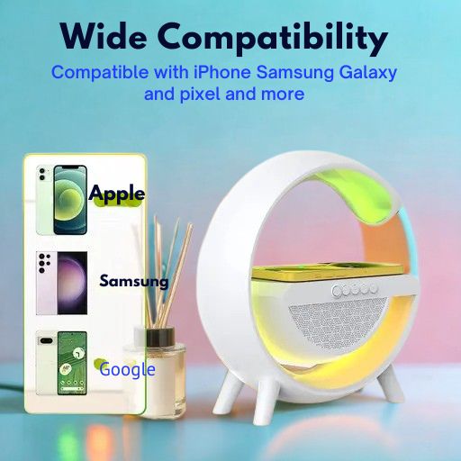 G Speaker Lamp – 3-in-1 Bluetooth Speaker with Wireless Fast Charging, RGB Light & Sunrise Alarm | APP Control Bedside Table Lamp