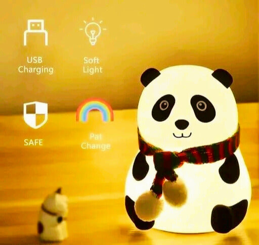 Panda Lamp – Kawaii Silicone Night Light with 7 Color Touch Control | Perfect Gift for Kids' Bedroom