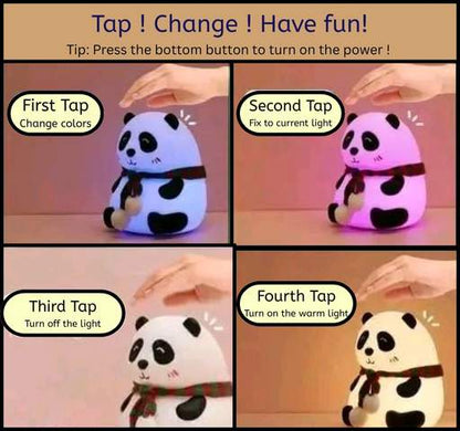 Panda Lamp – Kawaii Silicone Night Light with 7 Color Touch Control | Perfect Gift for Kids' Bedroom