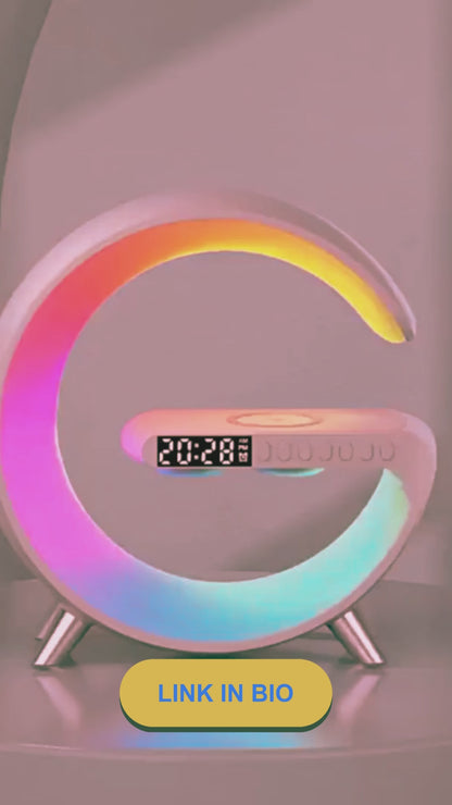 G Speaker Lamp – 3-in-1 Bluetooth Speaker with Wireless Fast Charging, RGB Light & Sunrise Alarm | APP Control Bedside Table Lamp